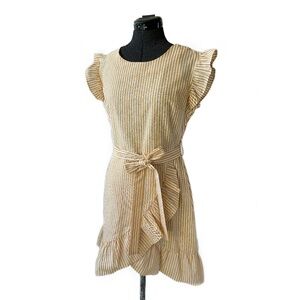 Yellow Striped Ruffle Dress